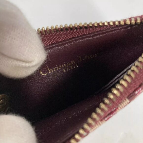 Auth Dior Oblique saddle Wallet Coin Compartment coin purse Canvas/Leather wine- - Picture 6 of 12